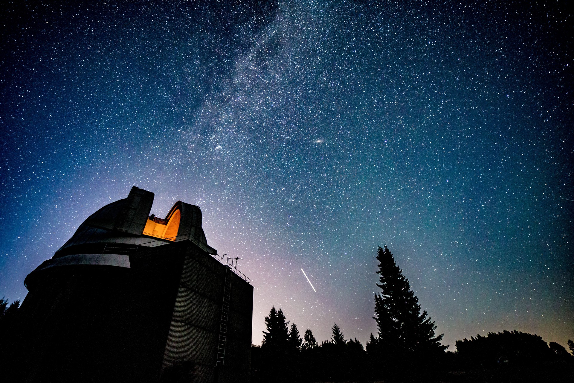 Observatory under milky way galaxy